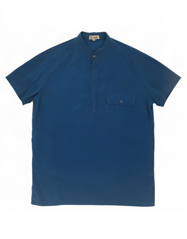 Pulôver feminino vintage de manga curta UK 16 grande azul