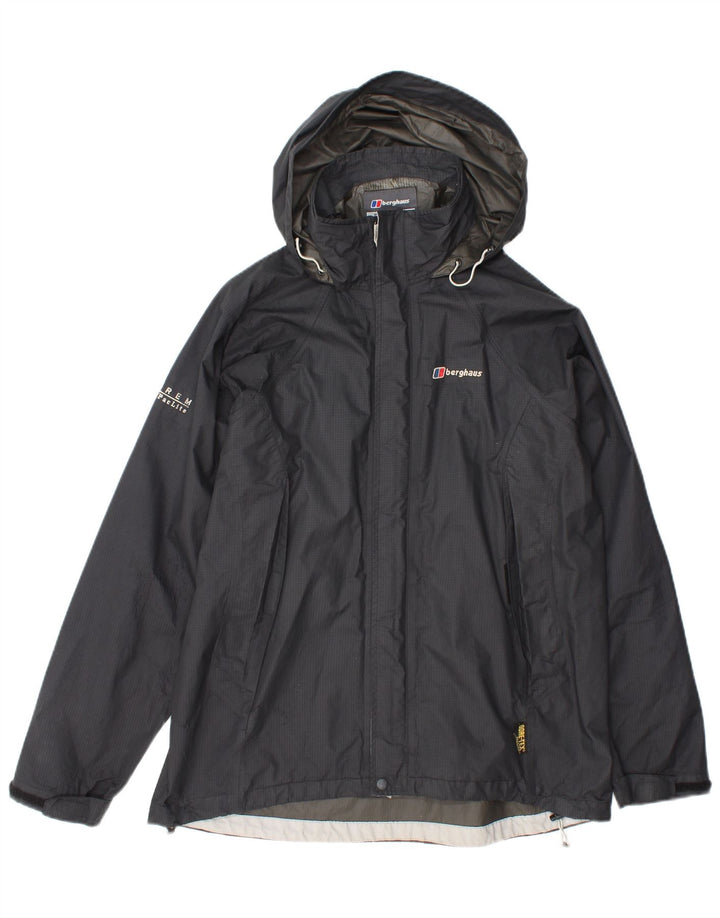 Jaqueta de chuva feminina com capuz Berghaus UK 14 grande cinza nylon