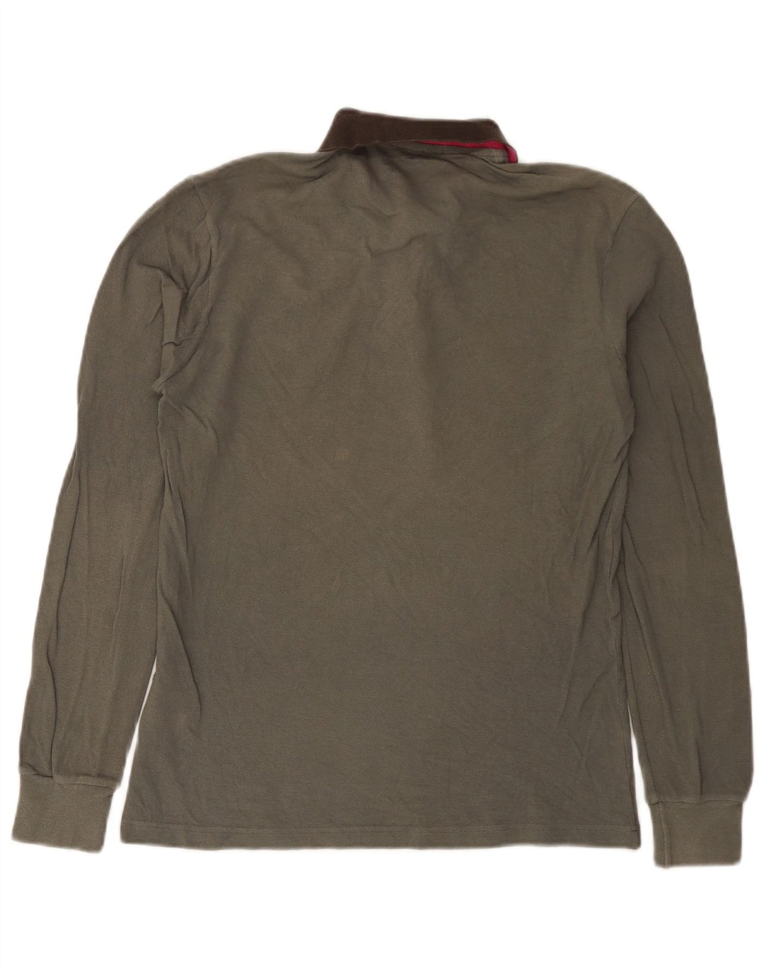 Camisa polo masculina de rugby de manga comprida Fred Perry pequena cinza algodão