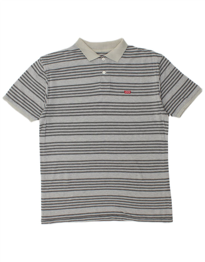 Camisa polo masculina LEVI'S de algodão listrado azul médio
