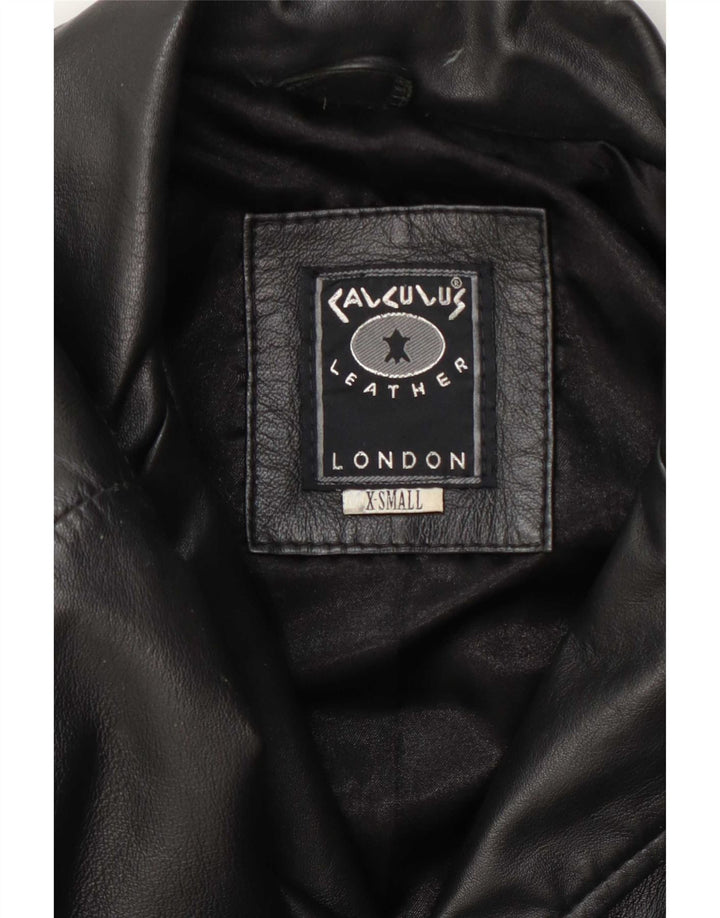 Casaco de couro feminino longo e solto Calculus UK 4 XS preto