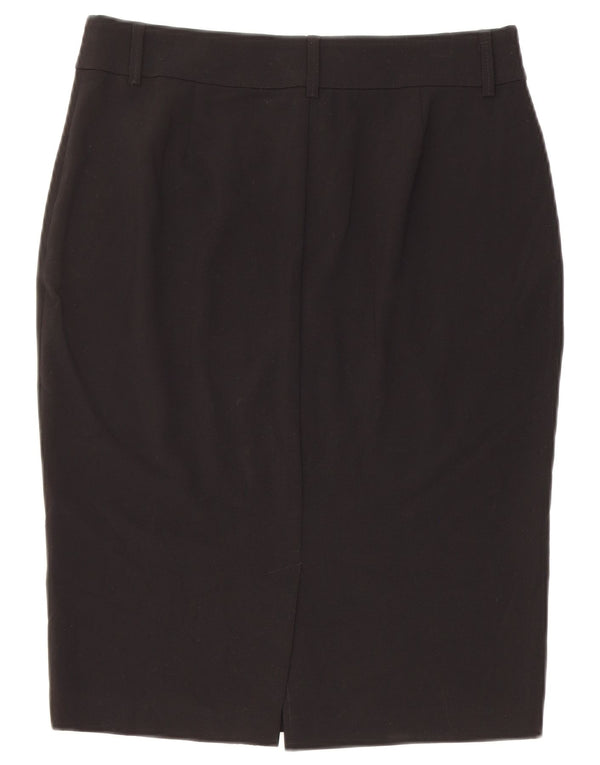 Saia lápis feminina Marks & Spencer Reino Unido 12 médio W30 poliéster preto