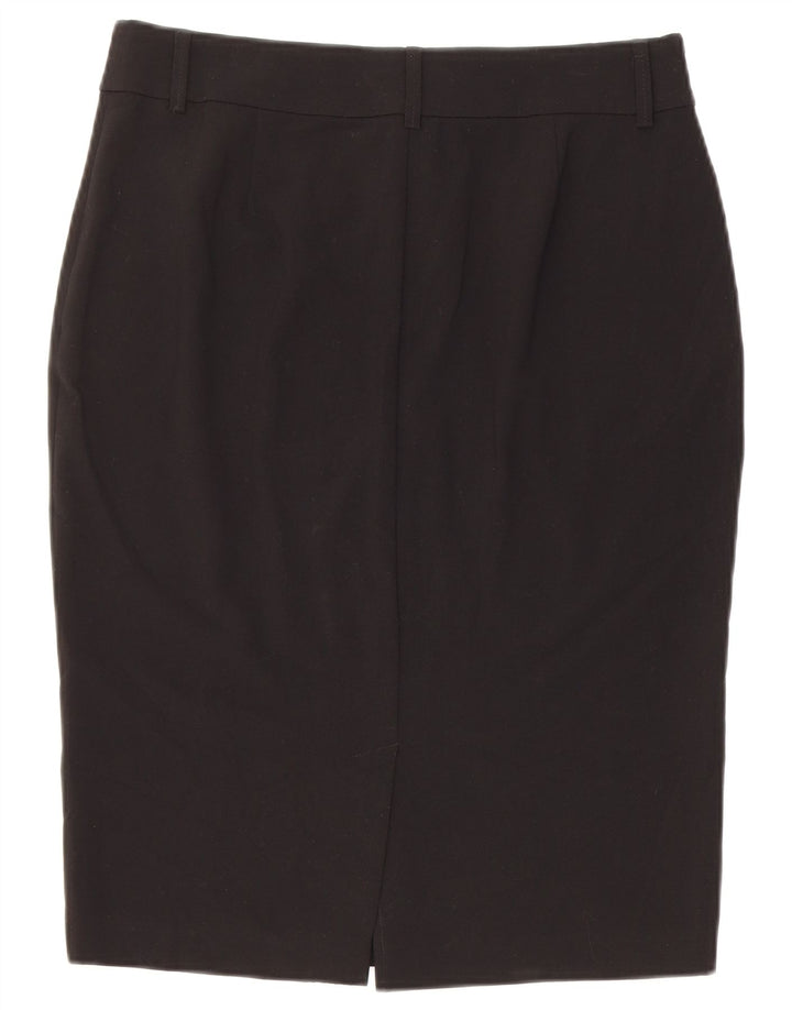 Saia lápis feminina Marks & Spencer Reino Unido 12 médio W30 poliéster preto