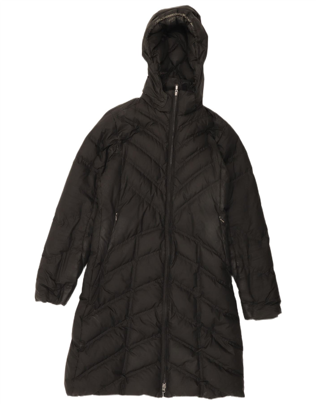 Casaco acolchoado com capuz feminino Patagonia UK 10 pequeno poliéster preto
