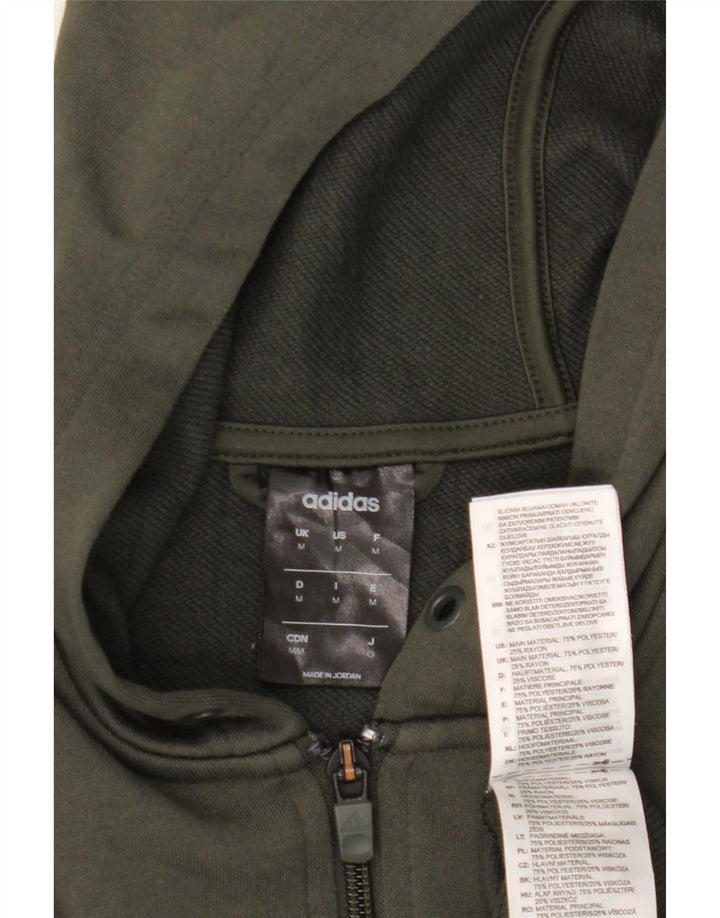 Adidas masculino zip moletom com capuz médio cáqui poliéster