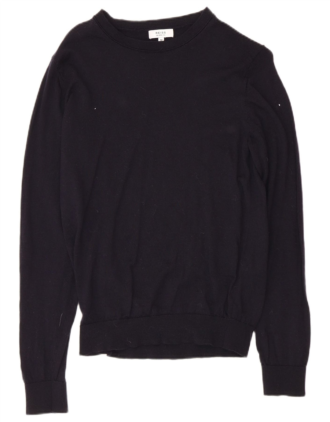 Suéter feminino REISS com gola canoa Reino Unido 12 lã azul marinho médio