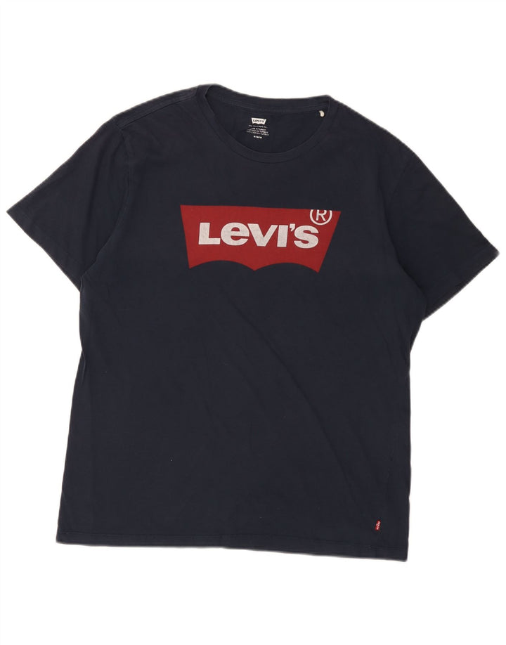 Camiseta gráfica masculina Levi's Top médio algodão azul marinho