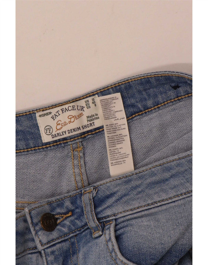 Shorts jeans femininos Fat Face desgastados Reino Unido 12 médio W30 algodão azul