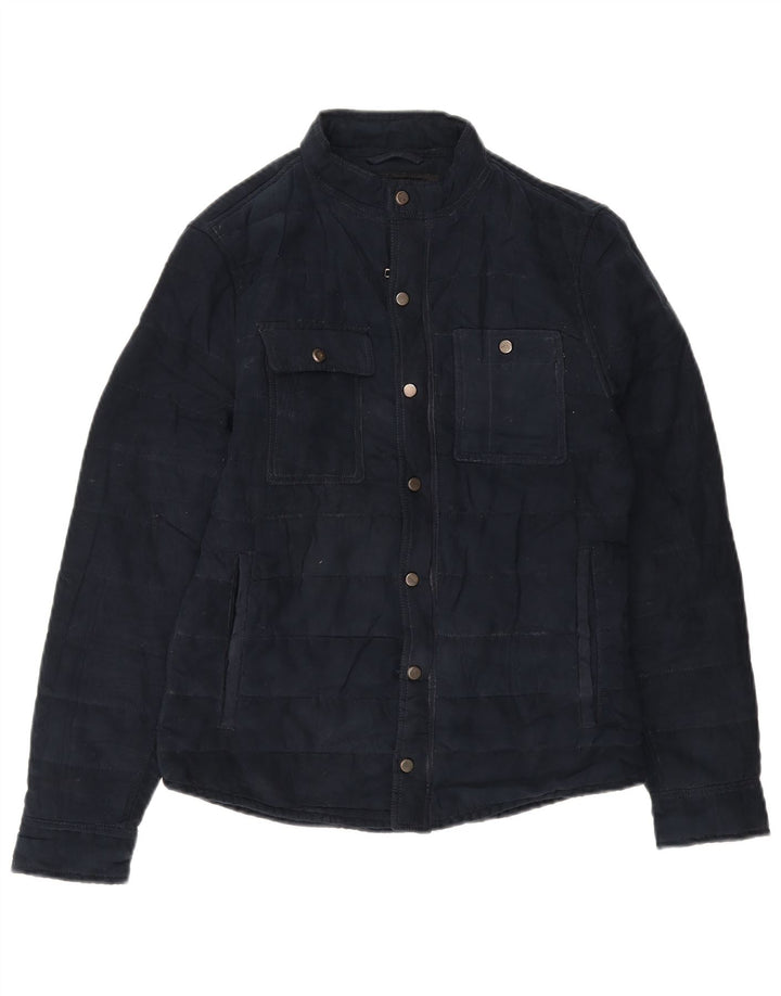Jaqueta utilitária masculina Zara UK 36 poliéster azul marinho pequeno