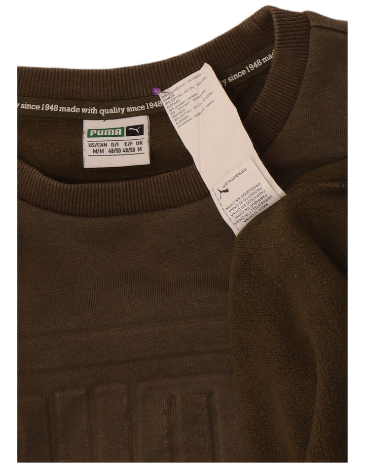 Puma Mens Graphic Moletom Jumper Médio Algodão Cáqui