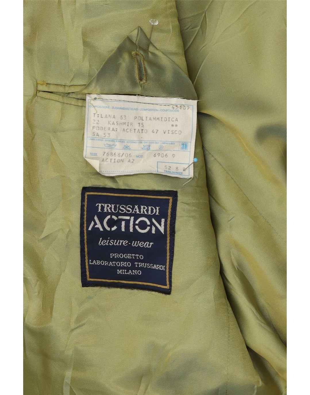 Jaqueta Blazer Masculina Trussardi com 2 Botões IT 52 XL Lã Verde