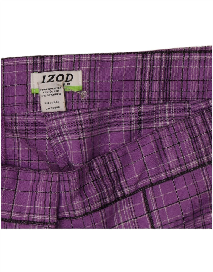 Bermuda feminina Izod US 16 2XL W34 poliéster xadrez roxo