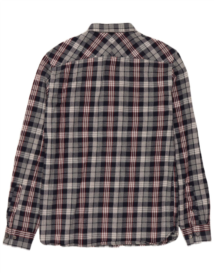 Camisa masculina de flanela de ajuste regular FRENCH CONNECTION pequena xadrez azul marinho
