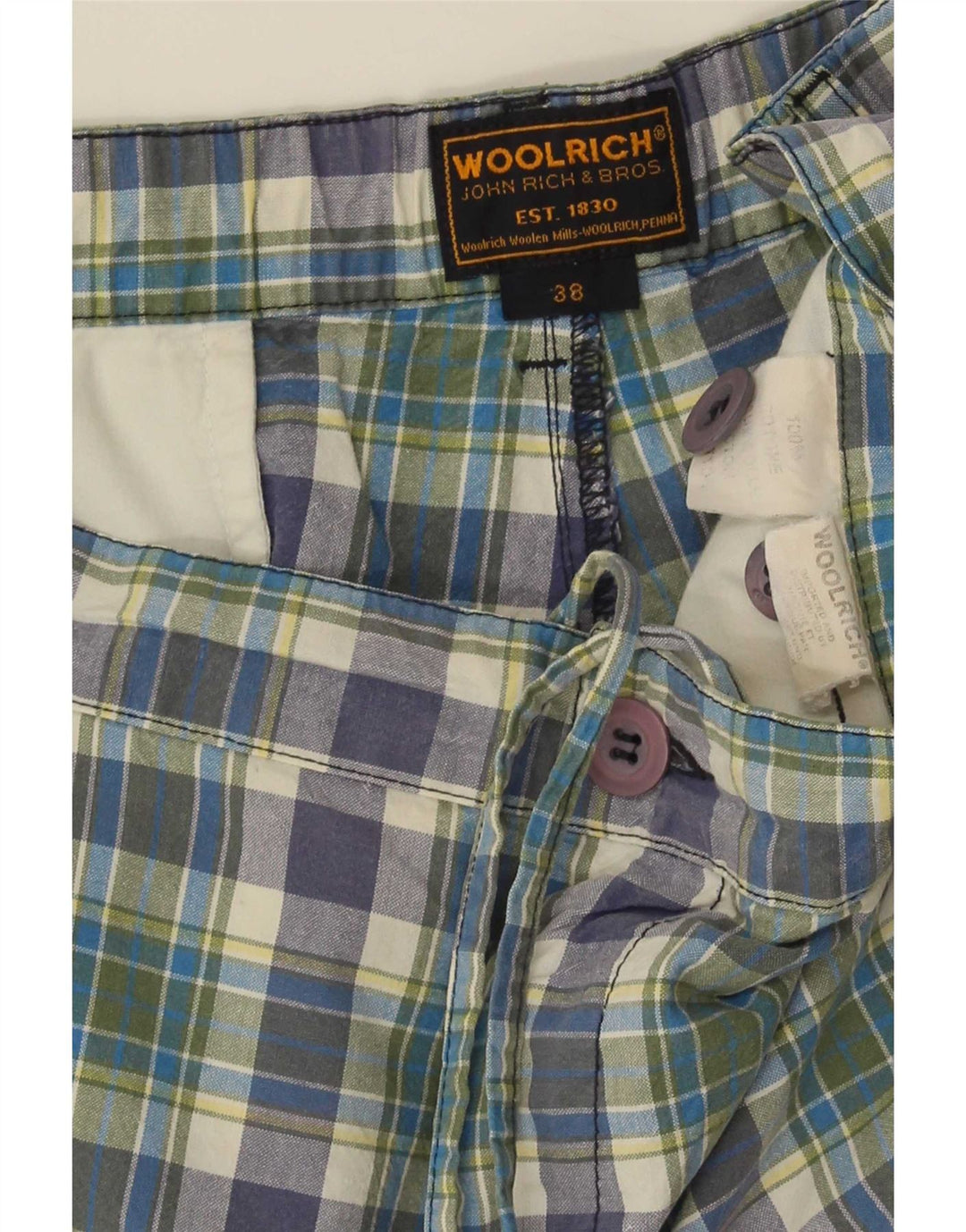 Shorts Chino Regular Masculino Woolrich W38 XL Algodão Xadrez Multicolorido