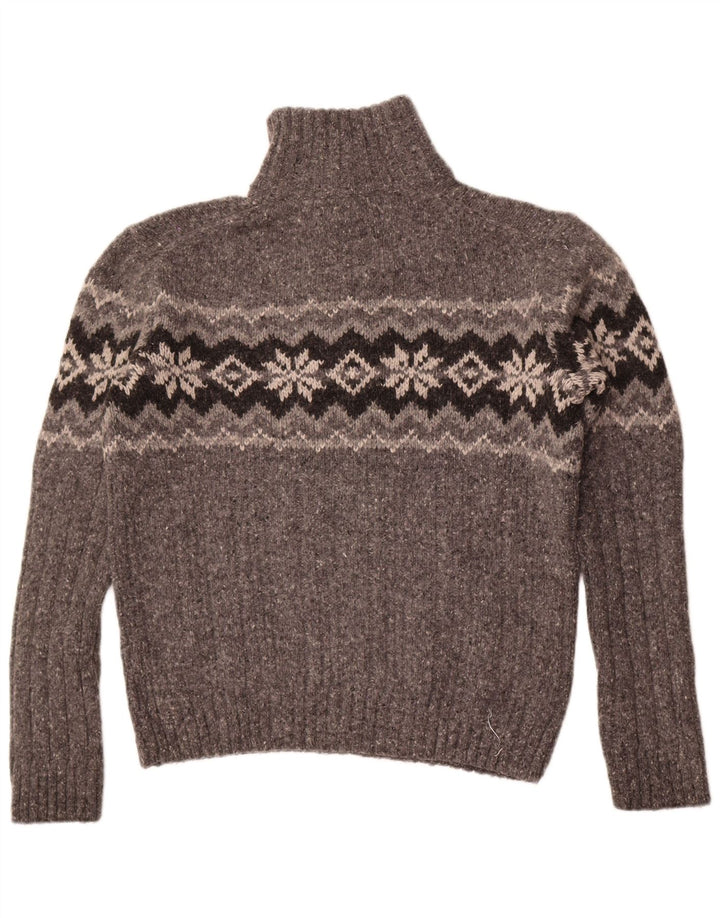Suéter masculino Marks & Spencer com gola redonda e grande lã Fair Isle cinza