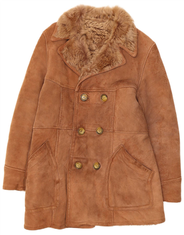 Casaco feminino vintage de shearling IT 48 XL bege