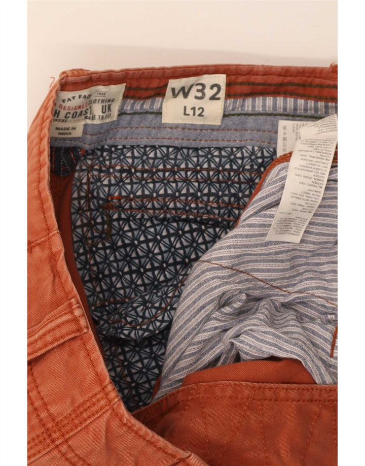 Shorts cargo masculino Fat Face W32 algodão laranja médio