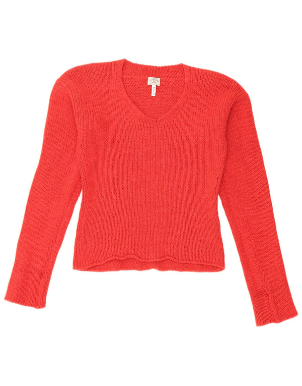 Suéter feminino Armani Jeans cropped com decote em V Reino Unido 14 grande vermelho