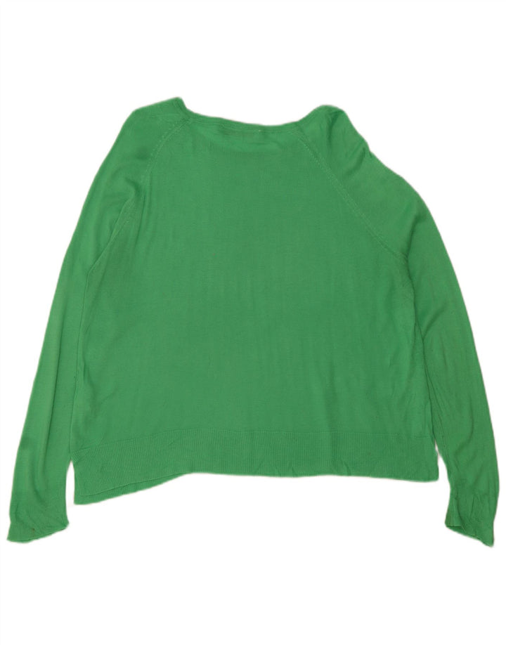 Suéter feminino Zara com gola canoa UK 14 viscose azul médio