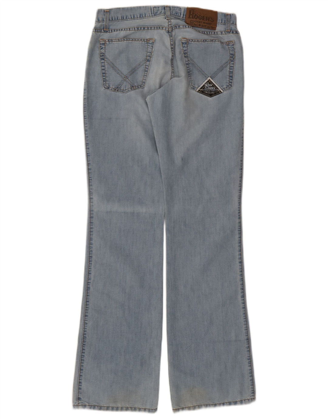 Calça jeans feminina Roy Rogers Seven Bell Bootcut IT 46 grande W32 L34 azul algodão