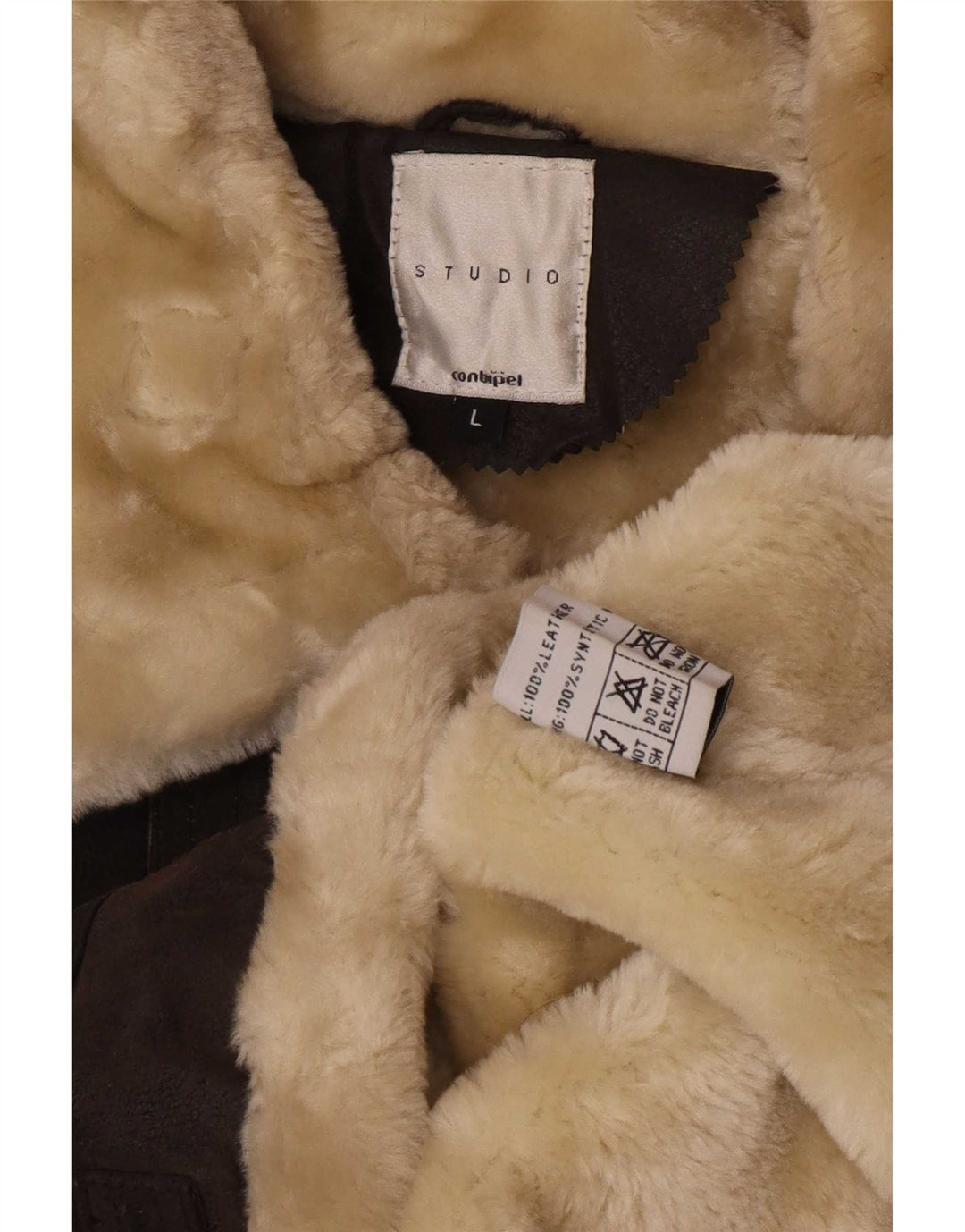 Jaqueta Shearling Feminina Conbipel Reino Unido 16 Grande Couro Marrom
