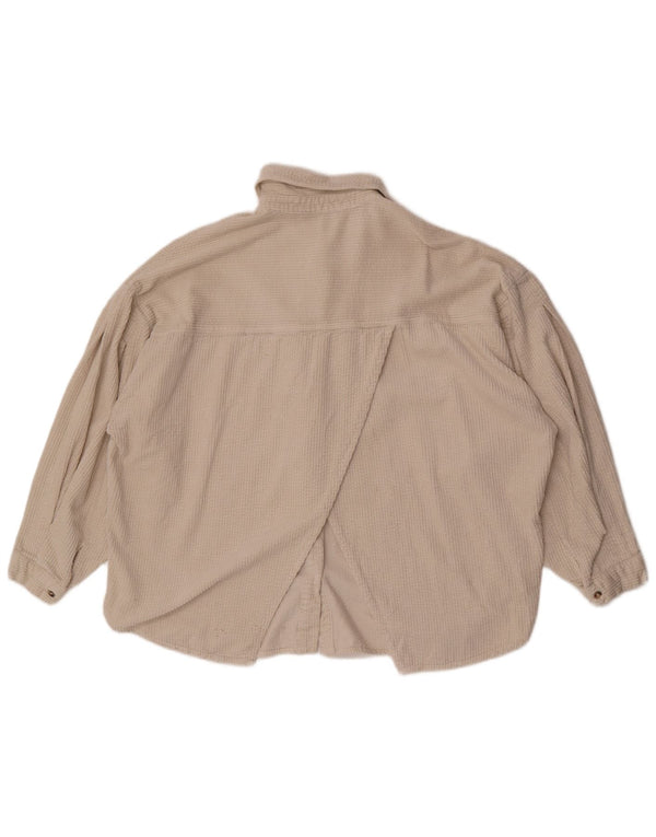 Camisa feminina de veludo cotelê Zara UK 16 grande algodão branco