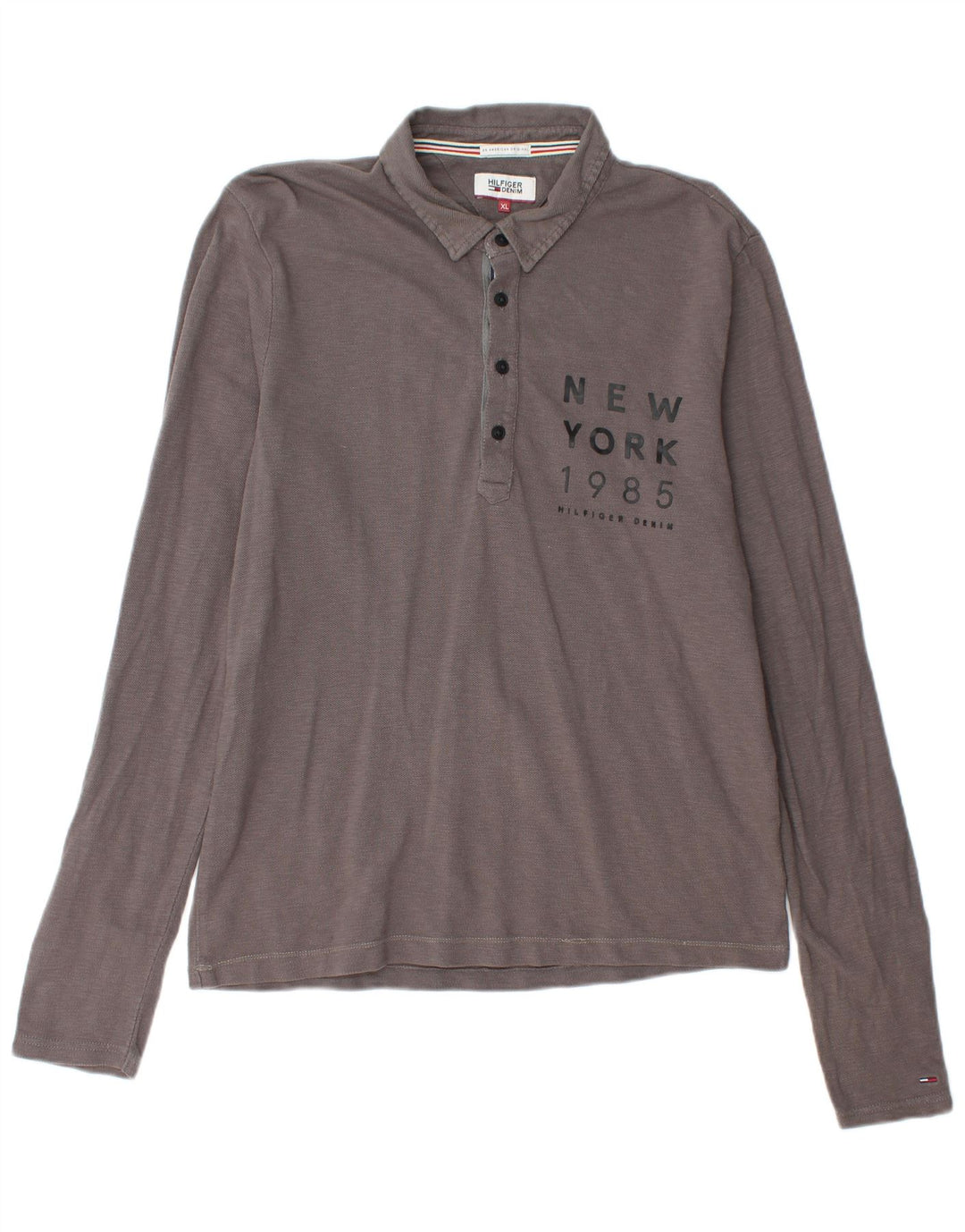 Camisa polo masculina TOMMY HILFIGER de manga comprida XL cinza