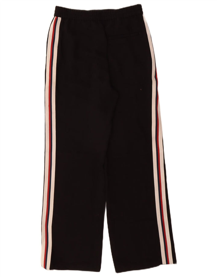 Calça feminina Zara de perna larga pequena W26 L30 preta colorblock poliéster