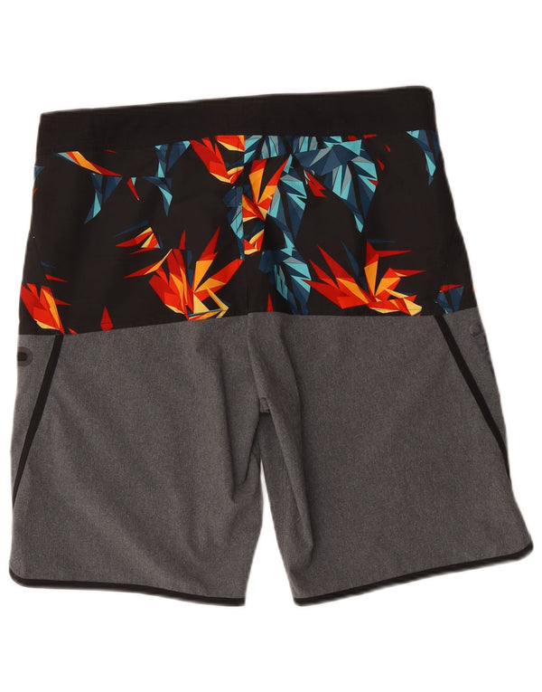 Shorts de natação masculino Adidas poliéster geométrico cinza médio
