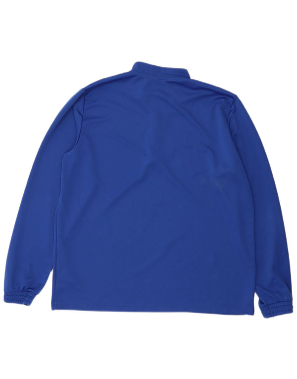 Adidas Mens Zip Neck Regular Fit Top Manga Longa 2XL Azul Poliéster Esportes