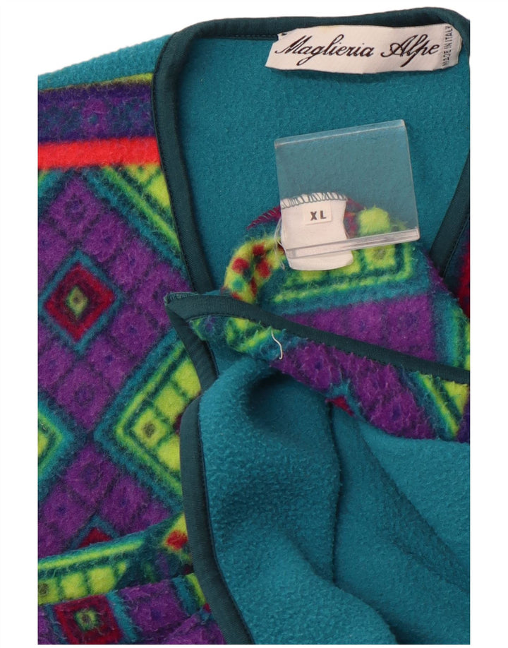 Colete masculino VINTAGE de lã UK 42 XL multicolorido geométrico