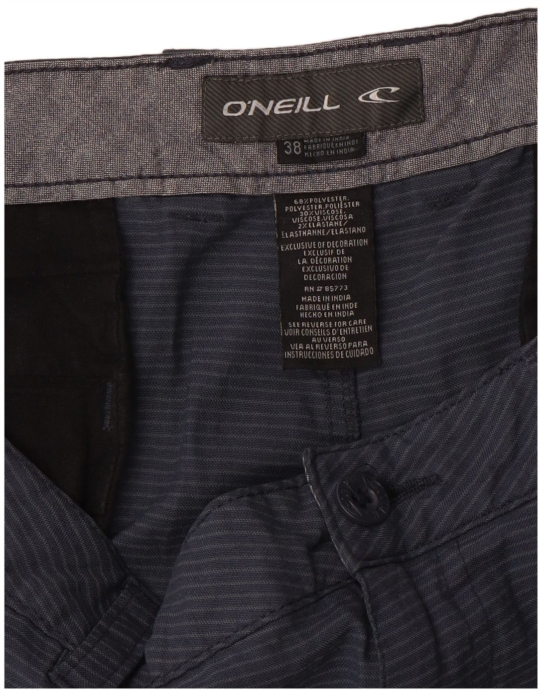 Shorts Chino masculino O'Neill W38 XL azul marinho listrado poliéster