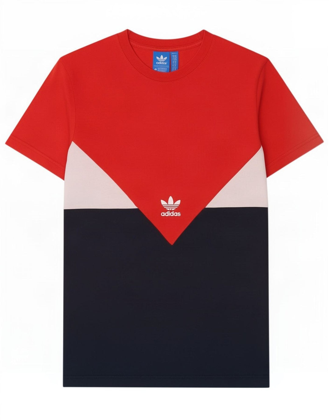 Camiseta masculina Adidas Top médio vermelho colorblock algodão