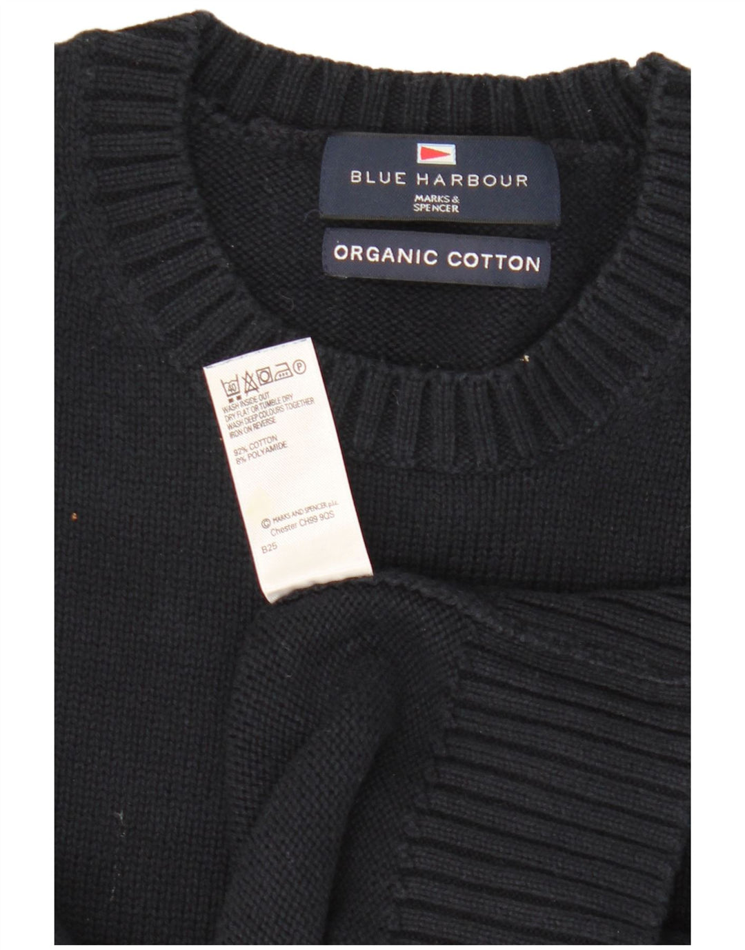 Suéter masculino Marks & Spencer Blue Harbor com gola redonda pequeno azul marinho