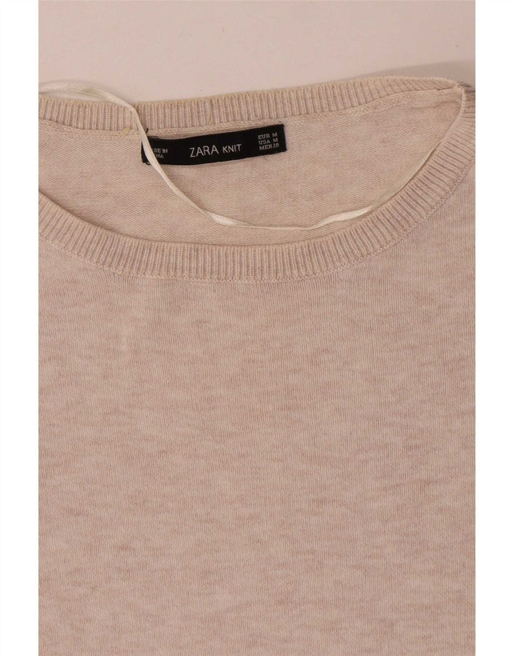 Zara Suéter feminino oversized com gola canoa Reino Unido 14 médio bege