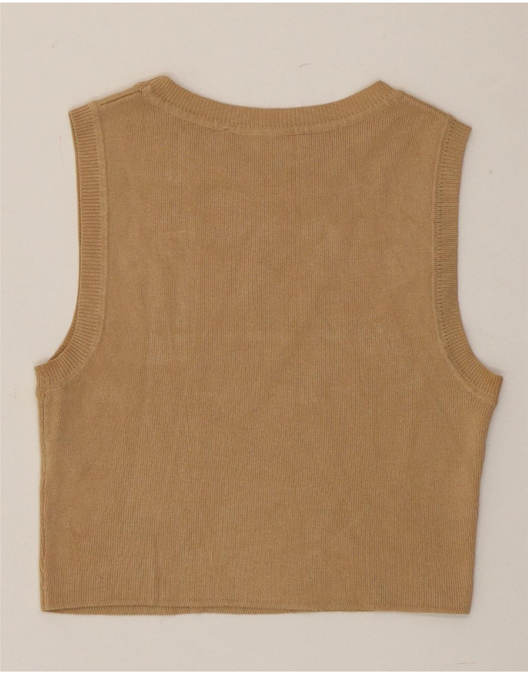 Regata feminina Zara com colete curto Reino Unido 12 viscose marrom médio