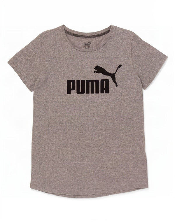 Camiseta feminina Puma com estampa gráfica UK 14 grande algodão manchado cinza