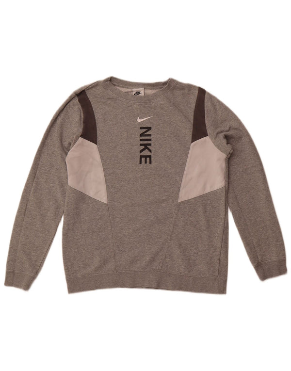 Moletom gráfico Nike Girls Jumper 13-14 anos XL cinza colorblock algodão
