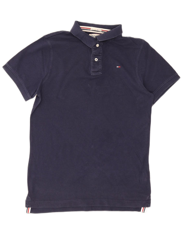 Camisa polo masculina Tommy Hilfiger média algodão azul marinho