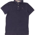 Camisa polo masculina Tommy Hilfiger média algodão azul marinho