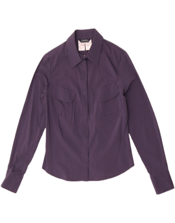 Camisa feminina Max Mara UK 10 pequeno algodão roxo
