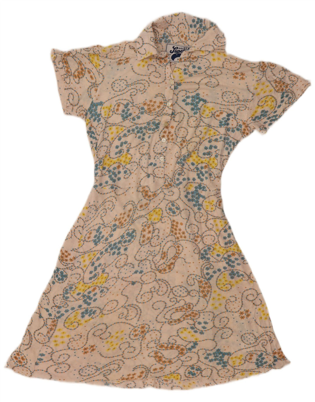 Vestido feminino SUPERDRY A-Line UK 14 Médio Bege Floral