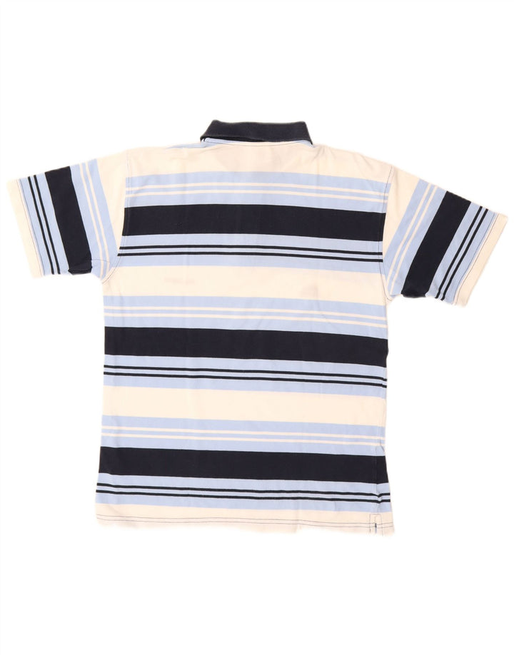 Camisa polo masculina Ellesse pequena listrada azul marinho de algodão