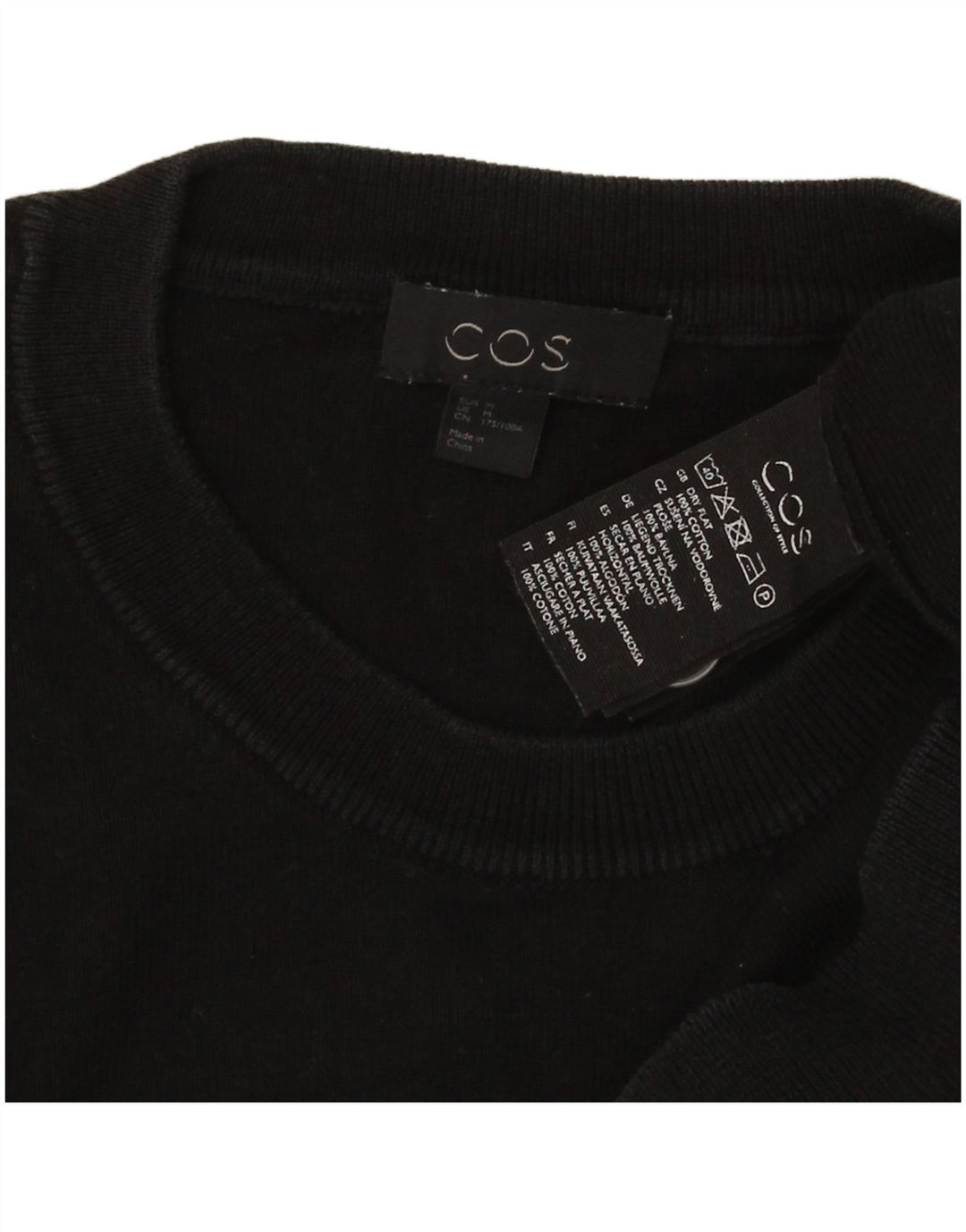 Suéter masculino Cos com gola redonda e algodão preto médio