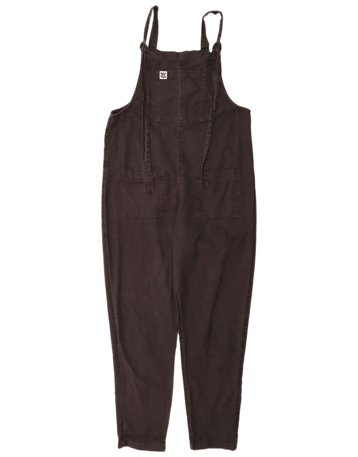 Macacão feminino Lucy & Yak longo Dungaree Reino Unido 12 algodão preto médio