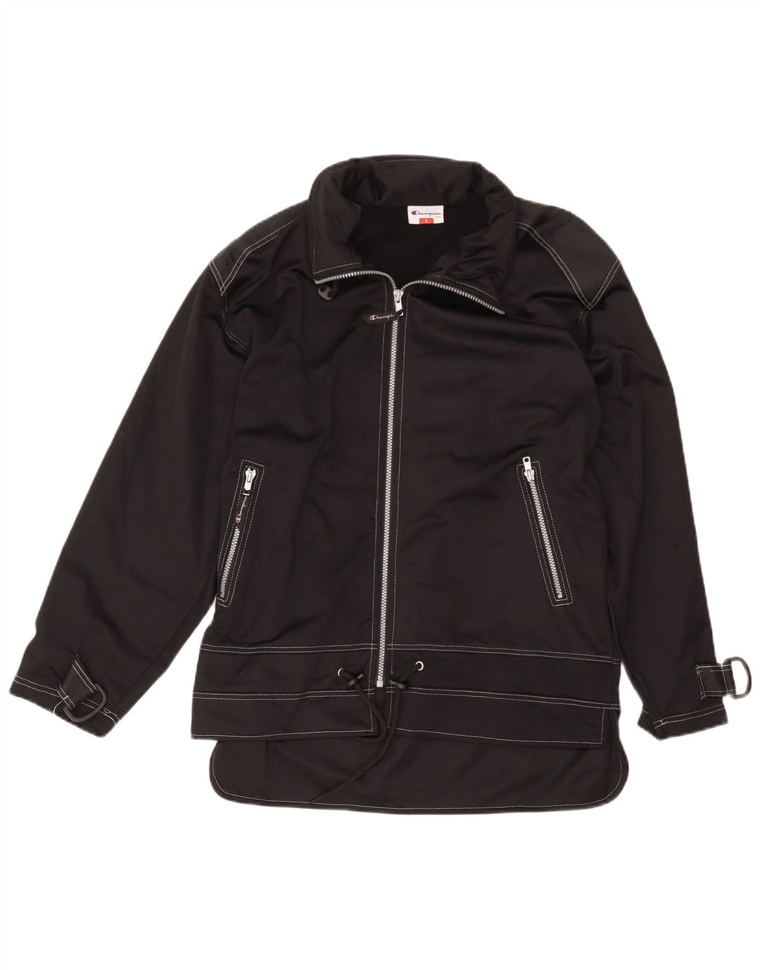 Champion Mens Graphic Tracksuit Top Jaqueta Pequena Poliéster Preto