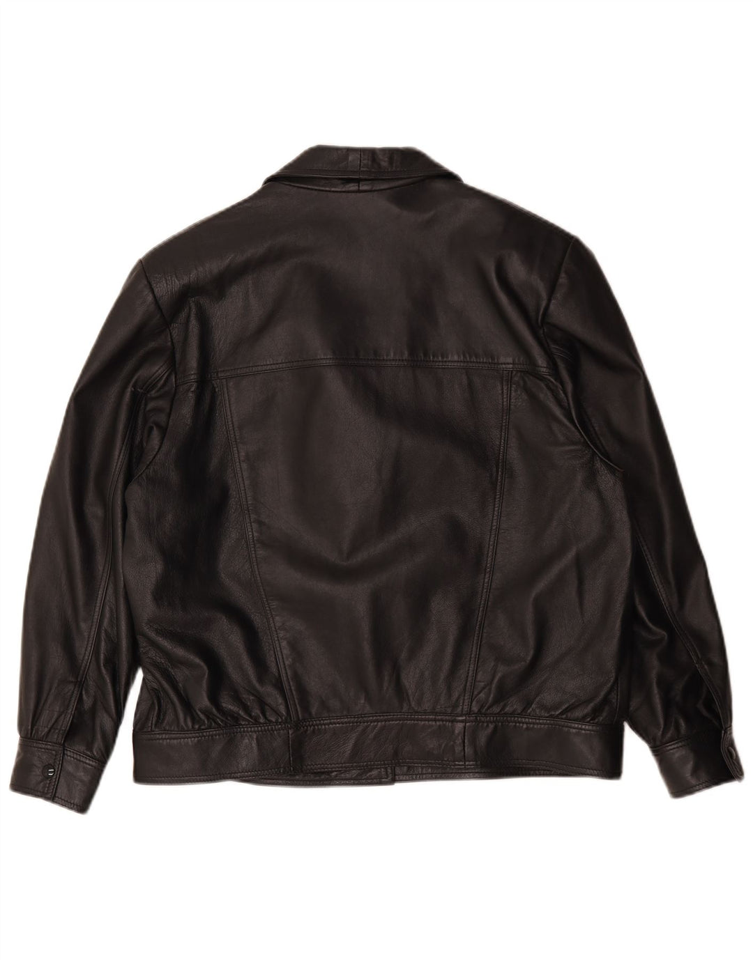 Jaqueta de couro bomber vintage feminina UK 18 XL preta