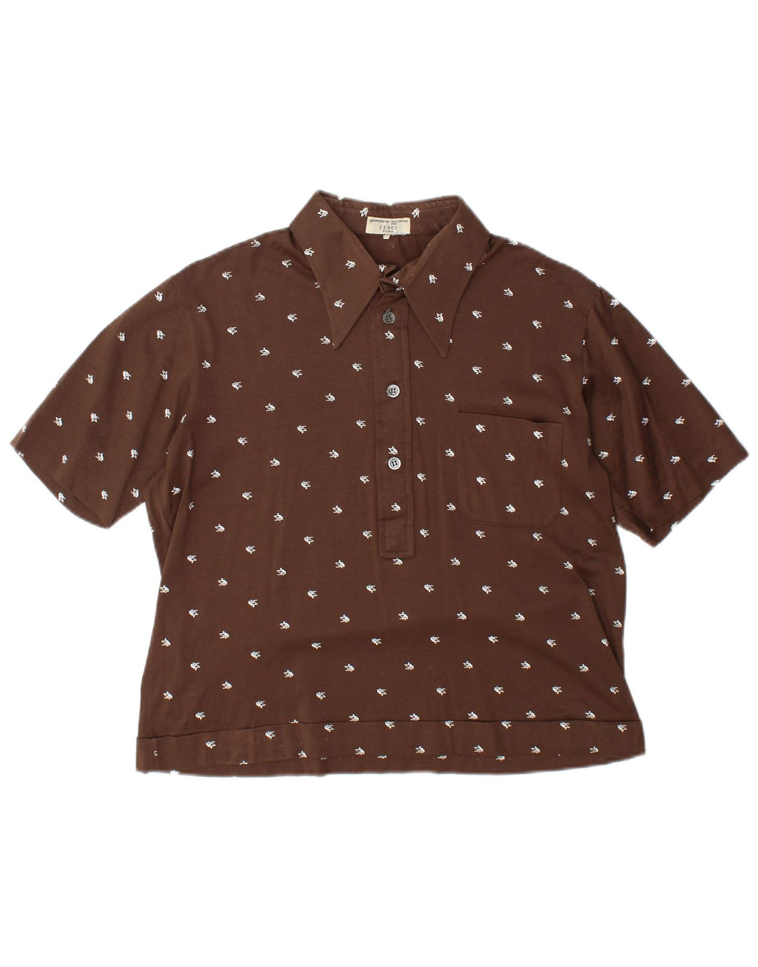 Pulôver feminino VINTAGE de manga curta IT 52 2XL marrom geométrico