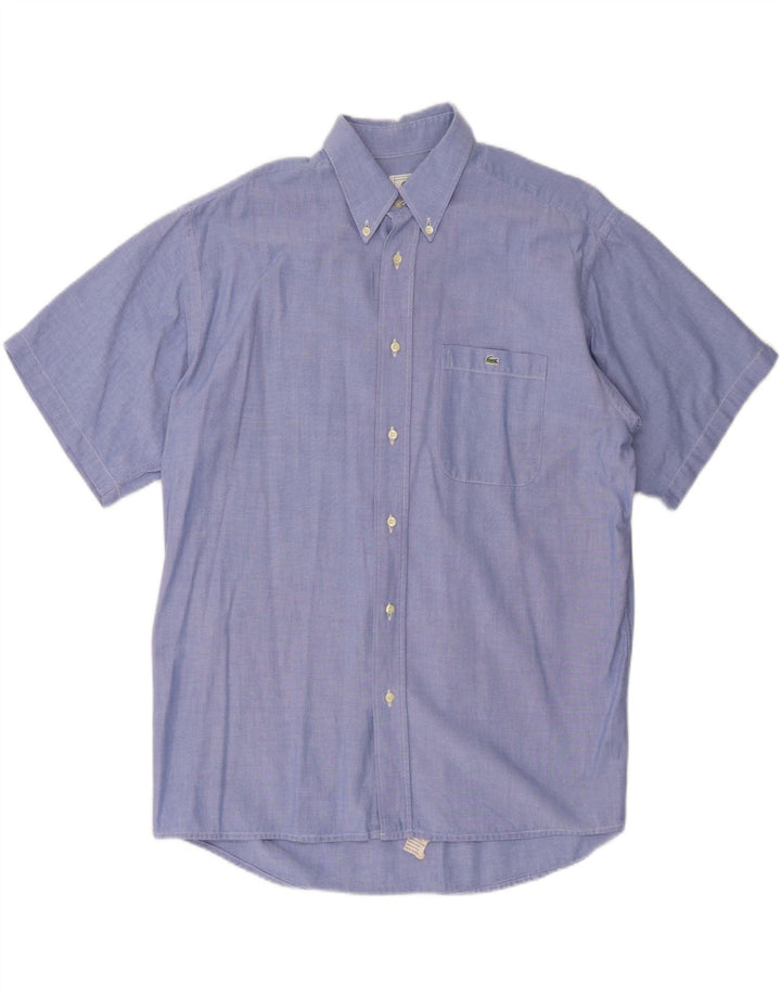 Lacoste Camisa masculina de manga curta tamanho 42 grande algodão azul