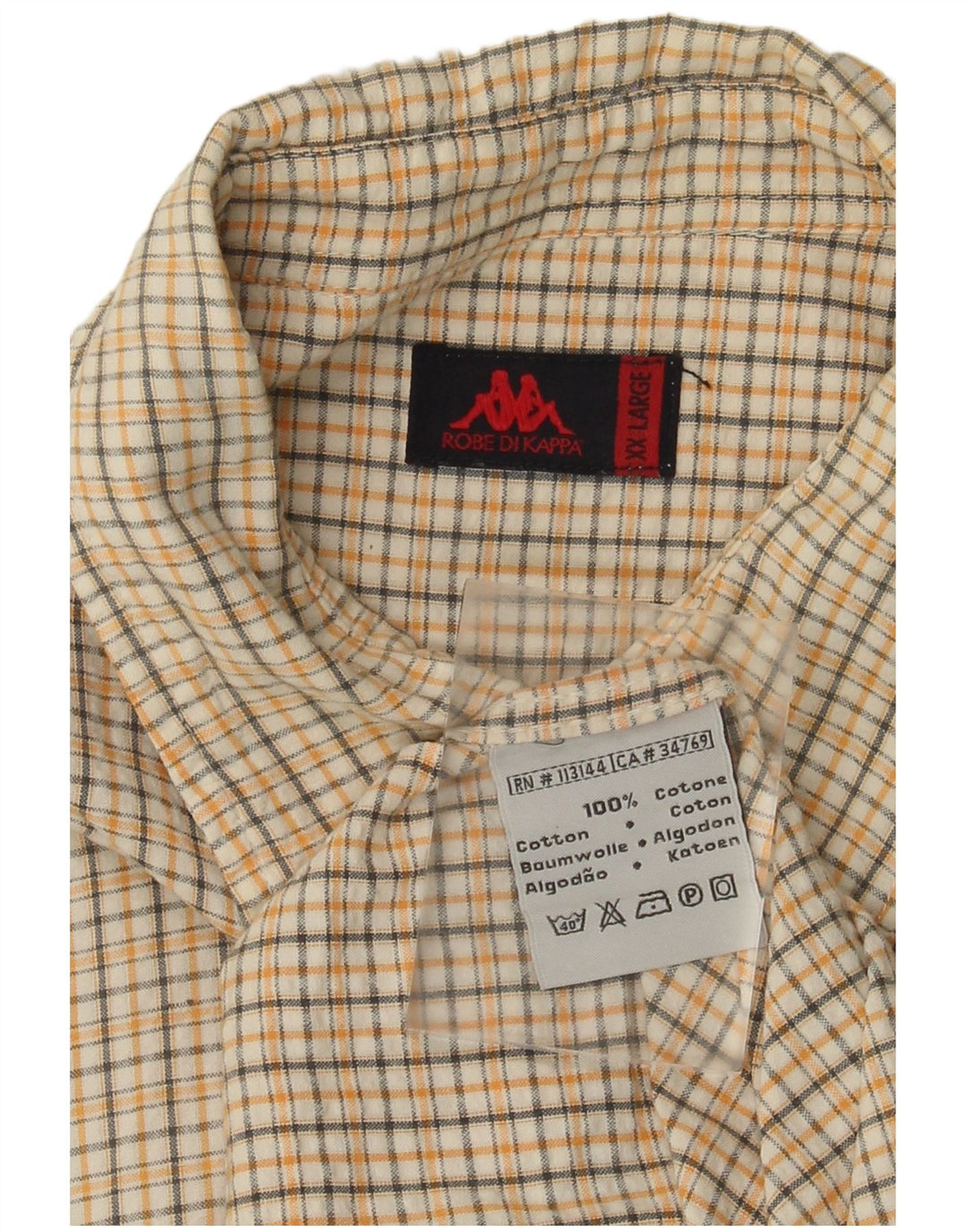 Camisa masculina de manga curta KAPPA 2XL algodão xadrez branco